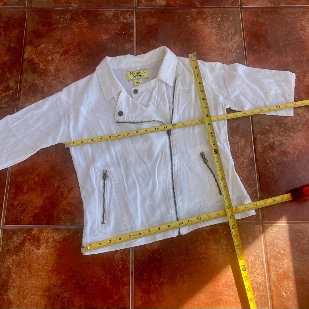 Maralyn & Me White Linen Blend Moto Jacket – Size M - Picture 10 of 14